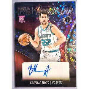 2023-24 NBA Hoops Premium Stock VASILIJE MICIC #RI-MIC ROOKIE INK Disco Parallel
